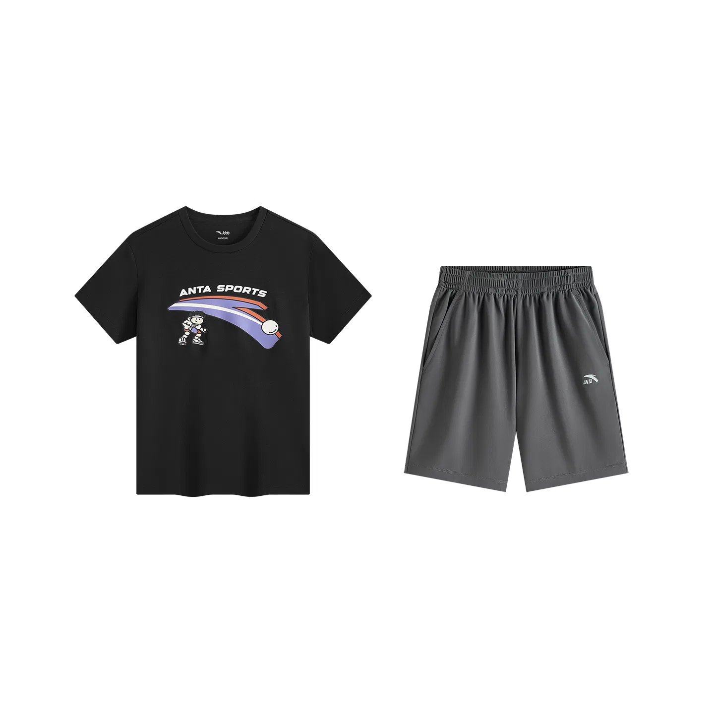 Детский спортивный костюм с длинным рукавом ANTA, Basic Black Smoke Wood Gray