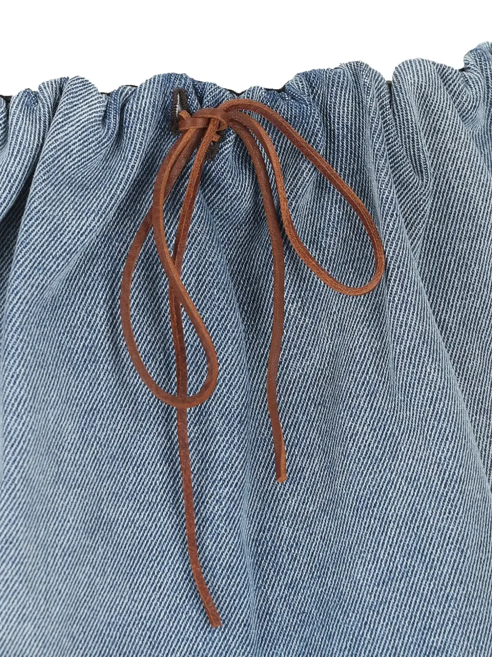 Мини-юбка на кулиске с вышитым логотипом Miu Miu, синий — фото 4