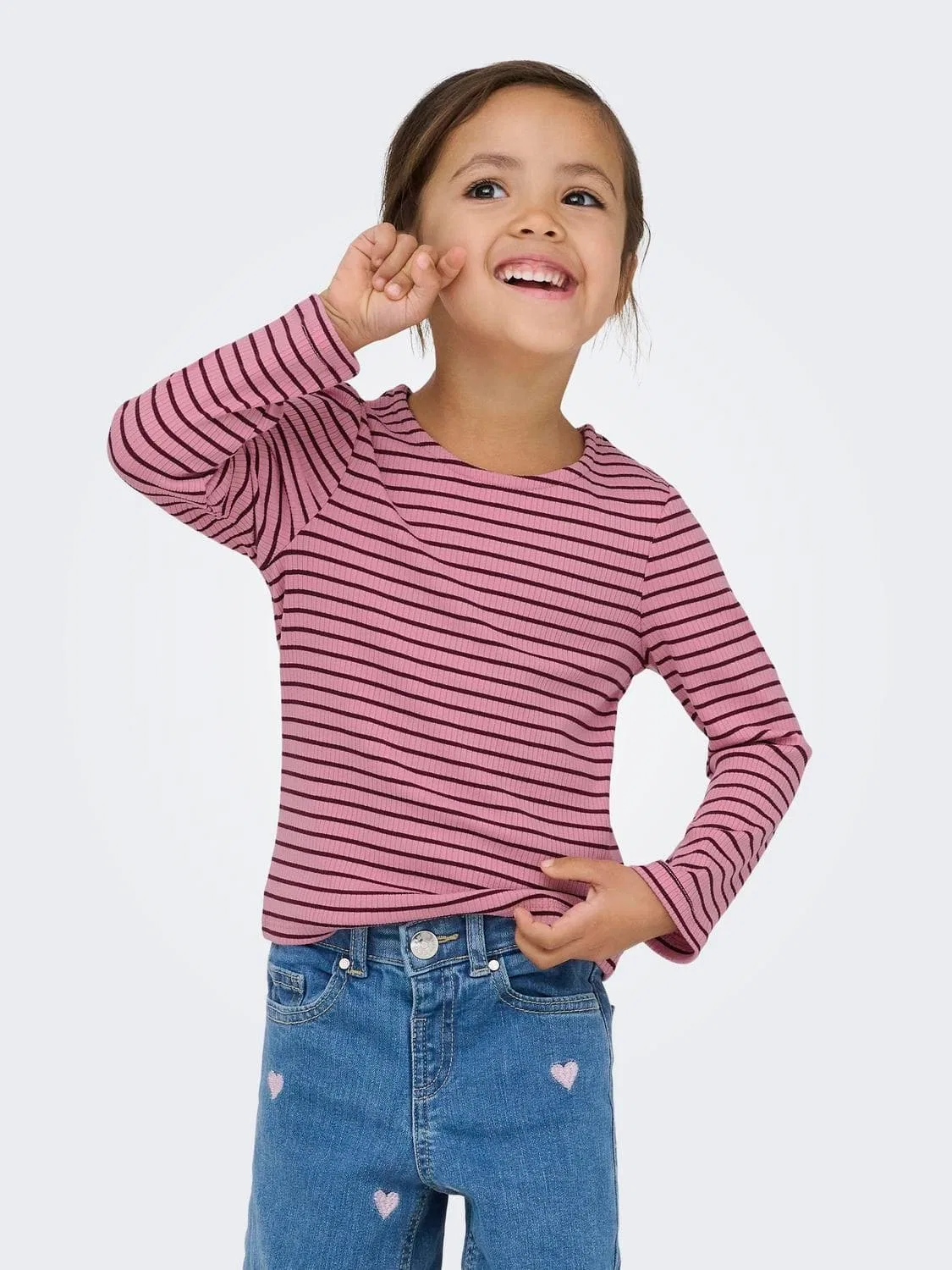 Лонгслив из рубчатого трикотажа Kmgmaude Mini Kids Only, розовый — фото 4