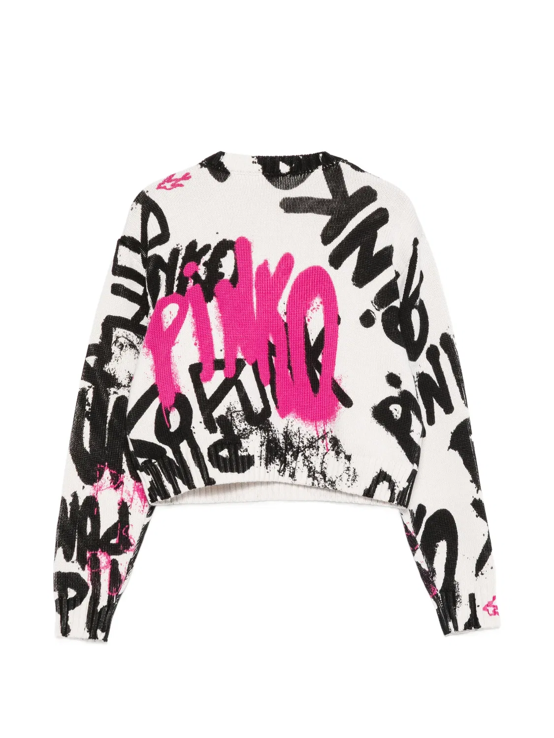 Укороченный свитер с принтом граффити Pinko Kids, белый — фото 2
