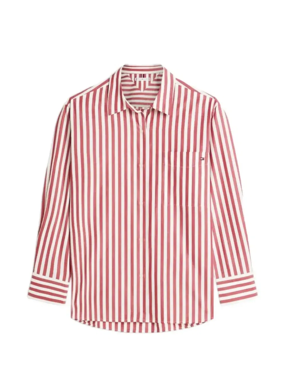 Рубашка из хлопка в вертикальную полоску Tommy Hilfiger, красный