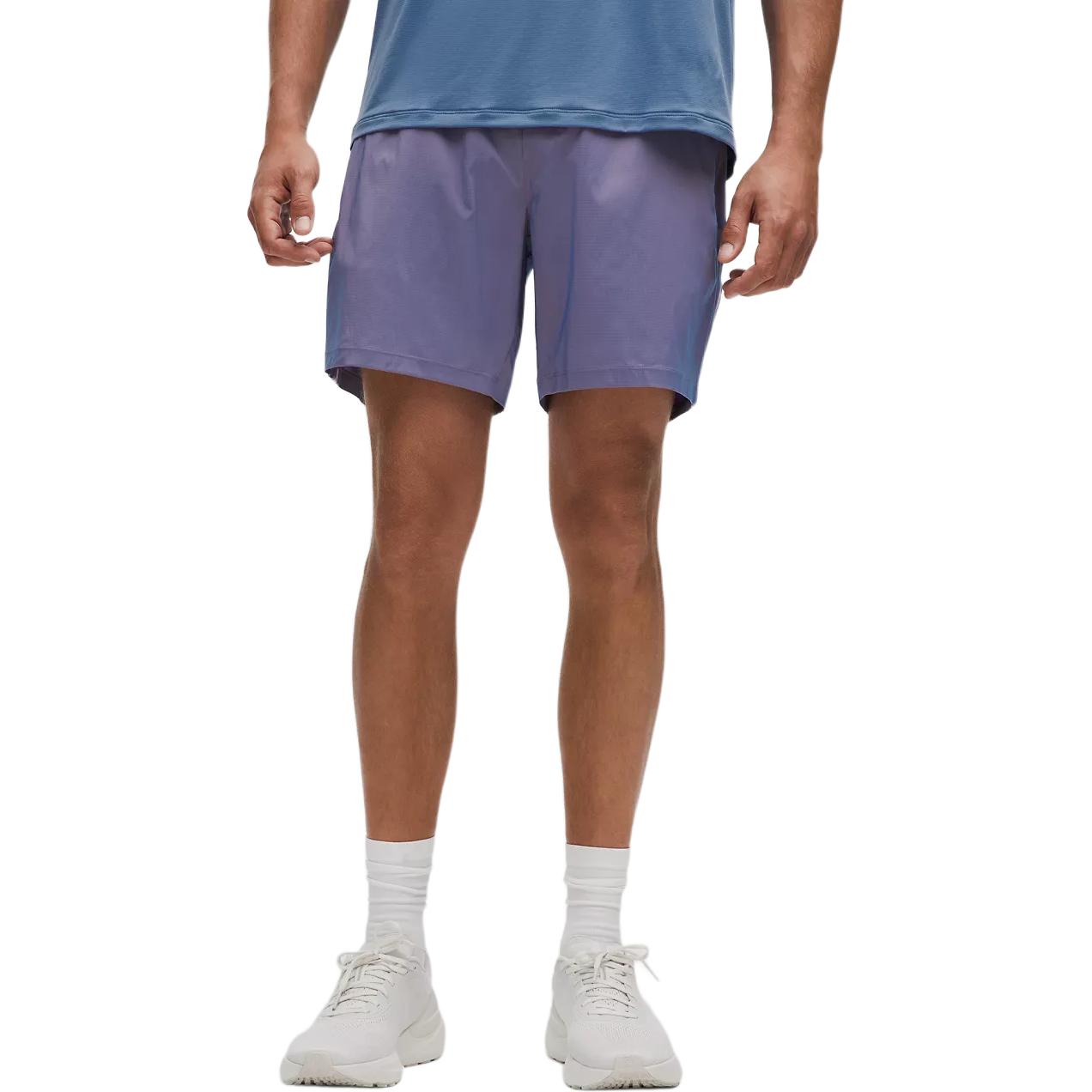 

Шорты спортивные мужские pace breaker linerless 7' iridescent Lululemon, синий/коралловый