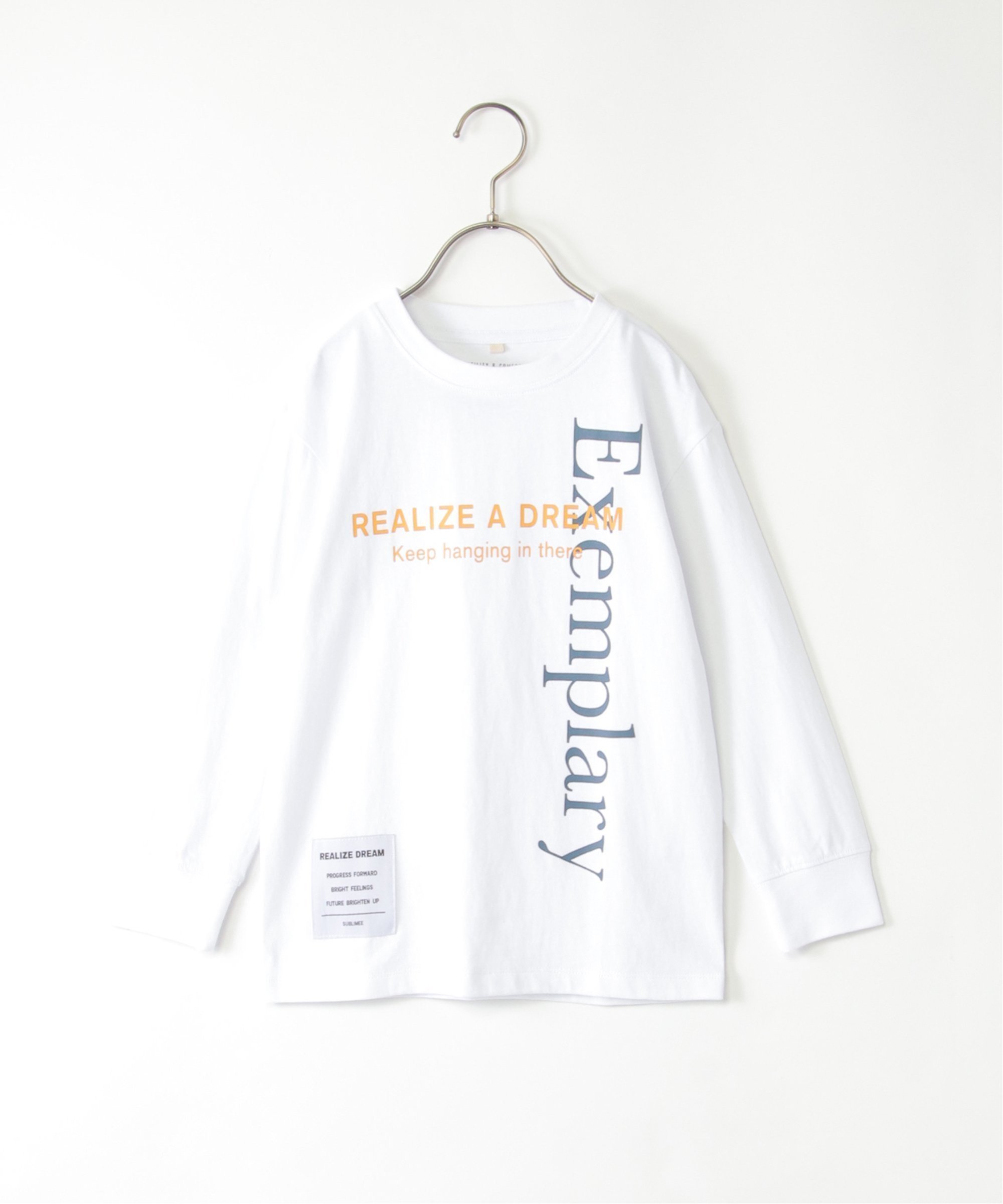 Длинная футболка с вертикальным логотипом (120–160 см) Ikka, off white — фото 4
