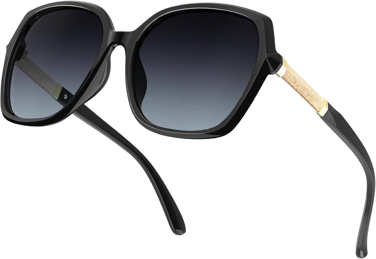 

Женские поляризованные солнцезащитные очки NSSIW: модные солнцезащитные очки большого размера с защитой от УФ-излучения UV400 для вождения и отдыха, Black/Gradient Grey