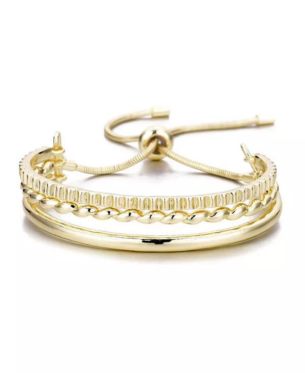 

Позолоченный регулируемый трехрядный браслет-манжета боло Adornia, gold