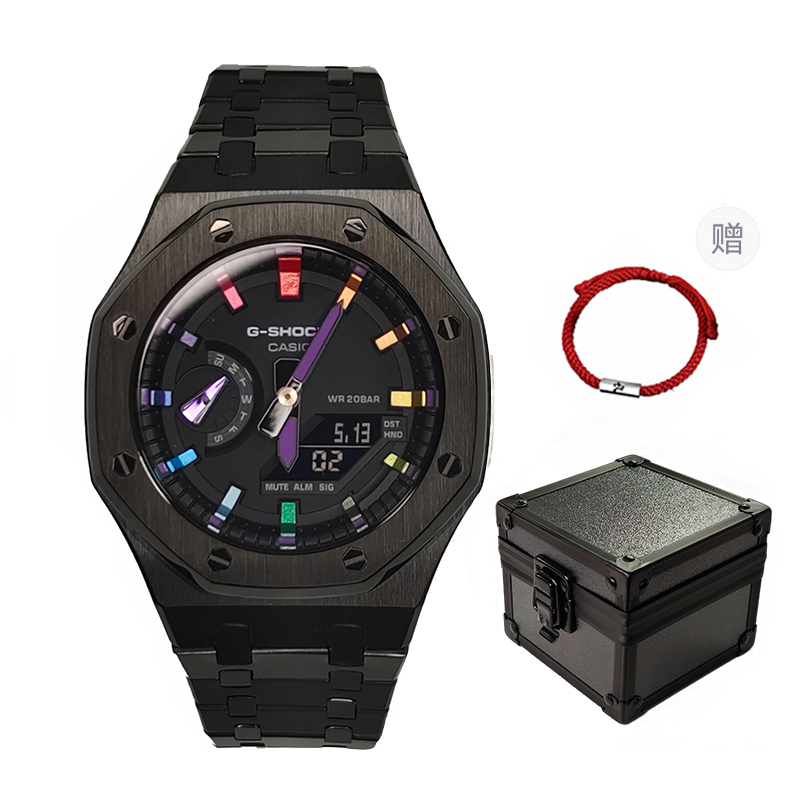 

CASIO Мужские часы с двойным дисплеем, жидкокристаллическим/аналоговым циферблатом, 44 мм, черные