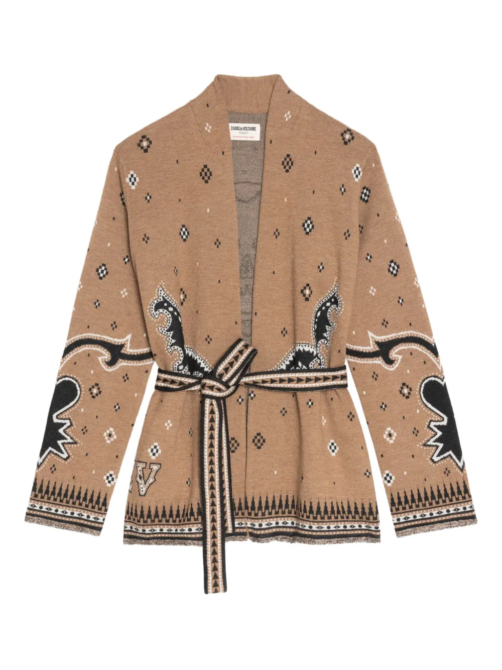 

Кардиган с поясом и изображением черепа Zadig&Voltaire, коричневый