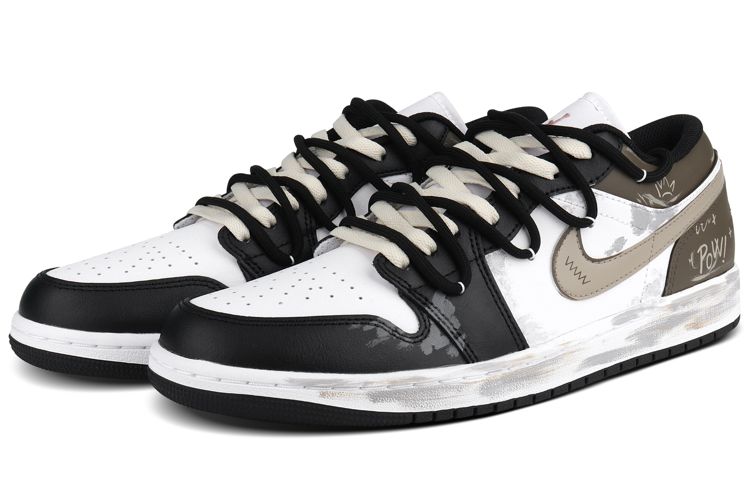 Jordan Air 1 устойчивые к истиранию низкие баскетбольные кроссовки мужские black white brown — фото 4