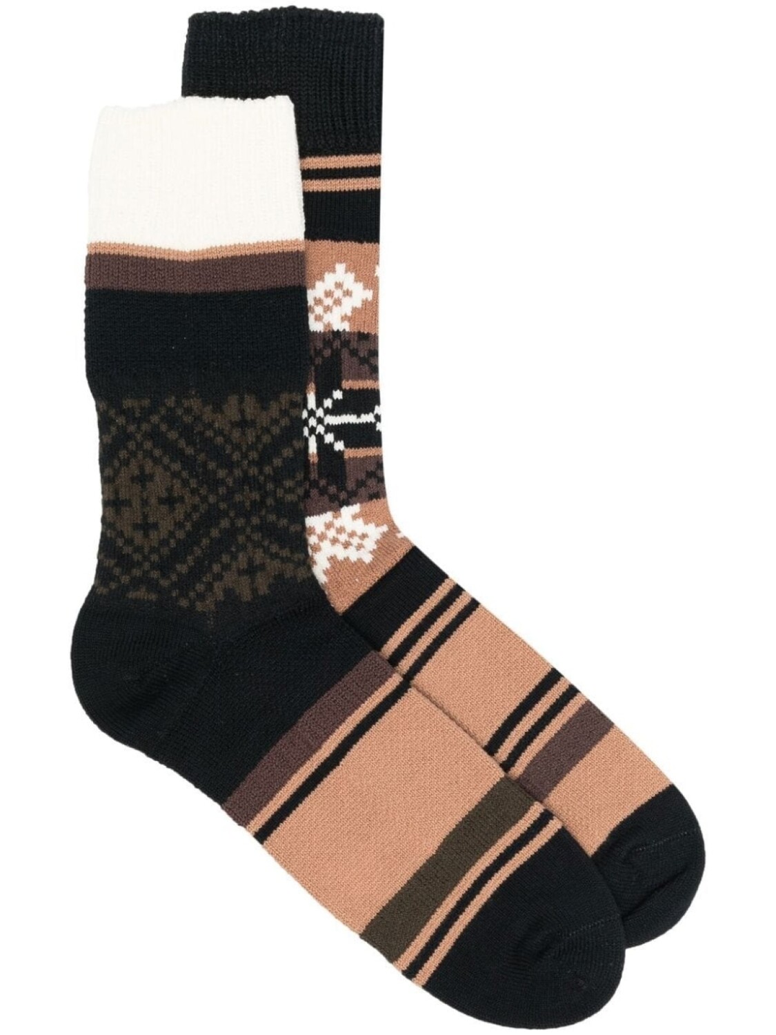 

sacai носки с полосками, коричневый