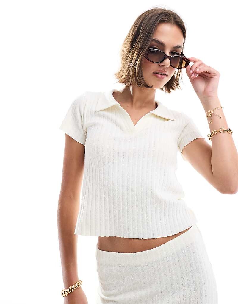

ASOS DESIGN – Трикотажная рубашка поло белого цвета =f