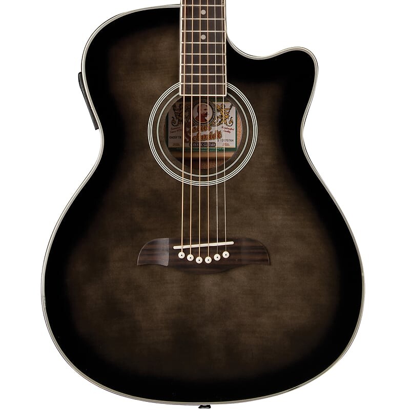 

Акустическая гитара Oscar Schmidt OACEFTB Auditorium Acoustic Electric Guitar, Transparent Black