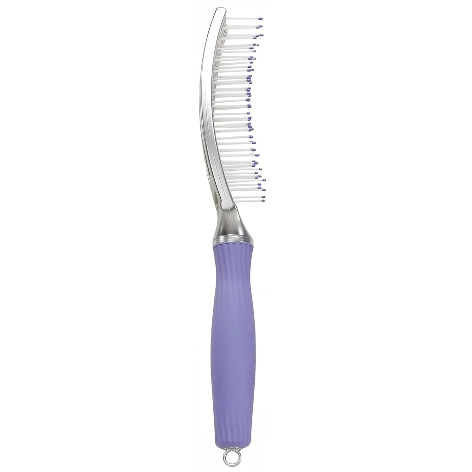 Расческа-щетка Olivia Garden Fingerbrush с изогнутой и вентилируемой поверхностью для сушки феном - идеально подходит для укладки и распутывания волос всех типов - массажная щетка для кожи головы. Средний, Purple — фото 2