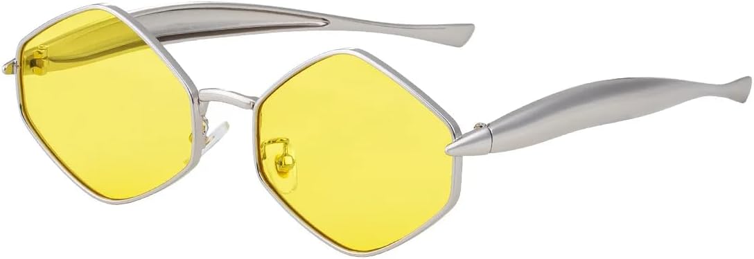 

Популярные металлические солнцезащитные очки для женщин и мужчин, роскошные дизайнерские солнцезащитные очки в винтажном стиле, маленькая оправа, защита от УФ-излучения UV400 SZVVBKK, Silver Yellow