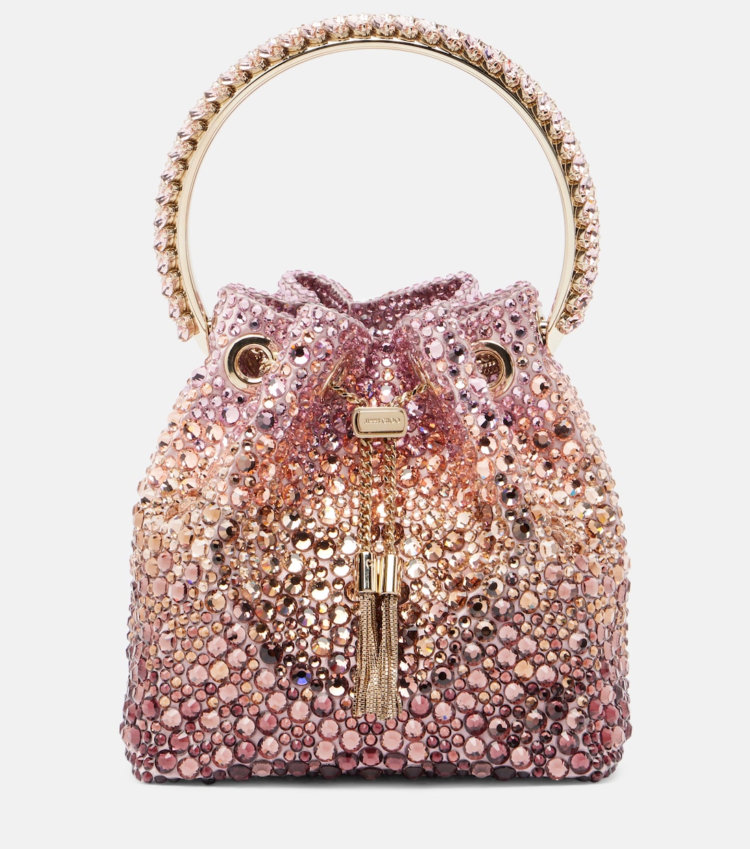

Сумка-ведро Bon Bon Micro с декоративными элементами Jimmy Choo, Silky Blush Mix/Light Gold