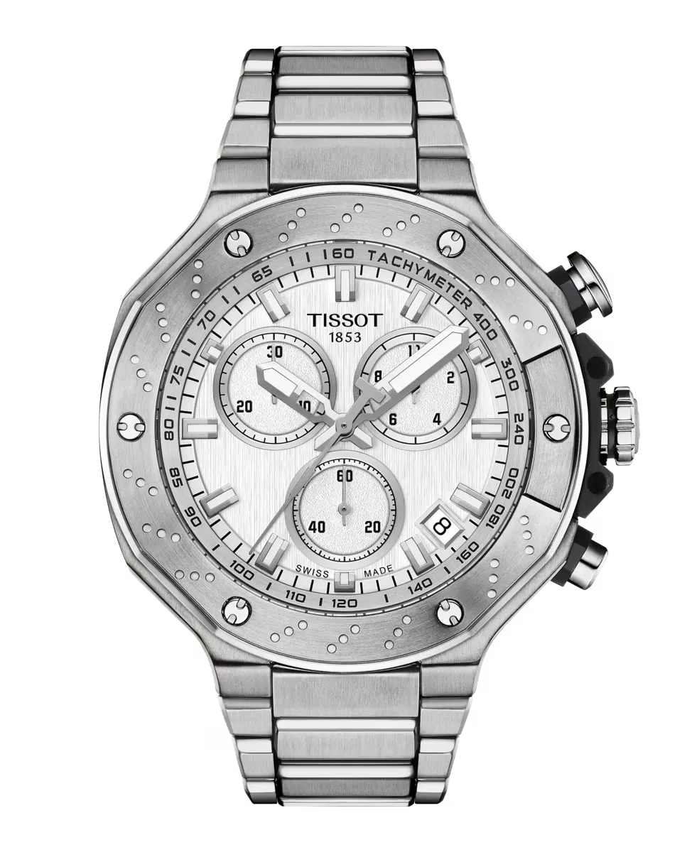 

Мужские часы Tissot T-Race Chronograph из коллекции серебристой стали диаметром 45 мм, серебряный