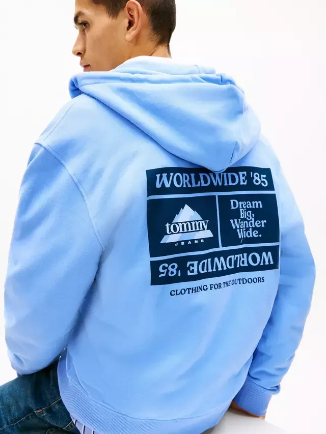 Худи Tommy Jeans Back Graphic Relaxed Terry Zip-Thru, светло-голубой Tommy Hilfiger — фото 4
