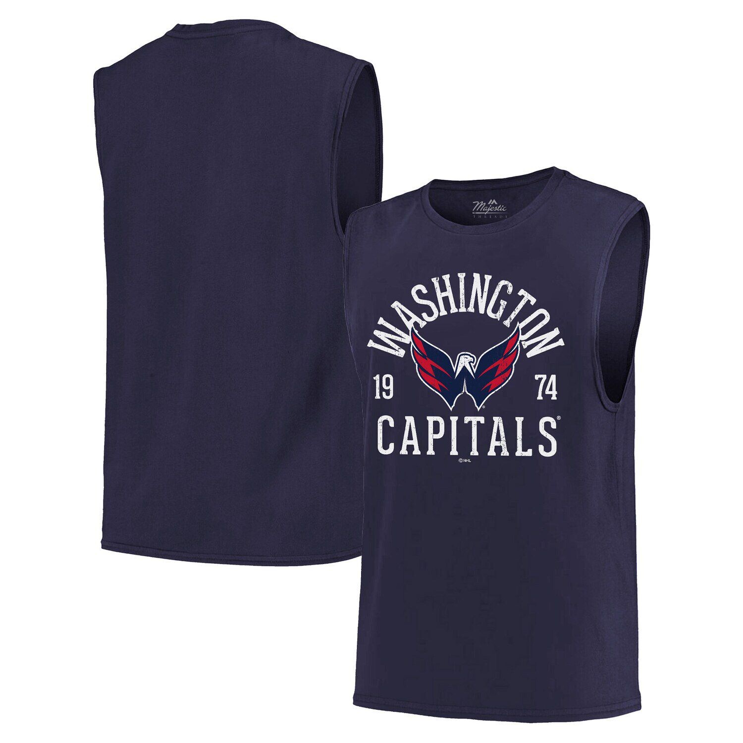 

Мужская темно-синяя майка Majestic Threads Washington Capitals Softhand Muscle