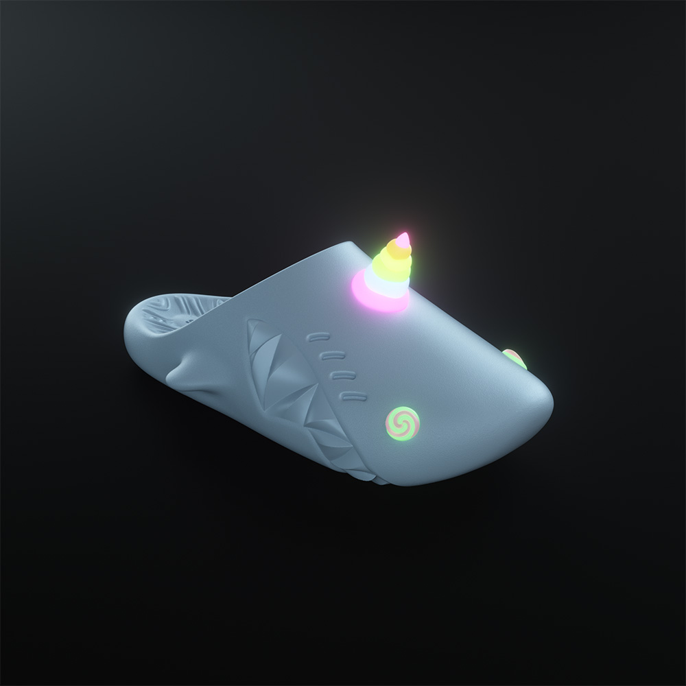HelloSlippers Акульи тапочки-мюли Unicorn с закрытым носком унисекс черные, цвет Black — фото 4