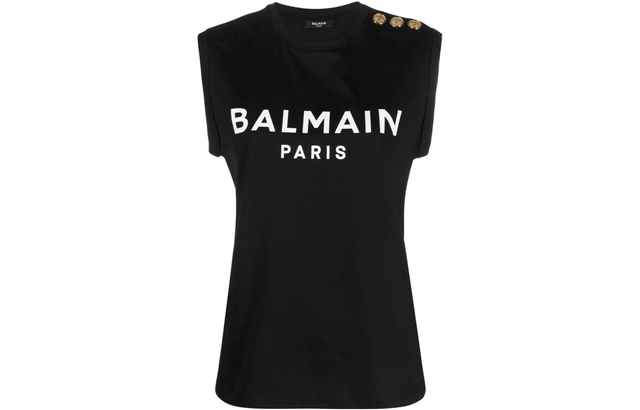 

Майка без рукавов с логотипом BALMAIN, черный
