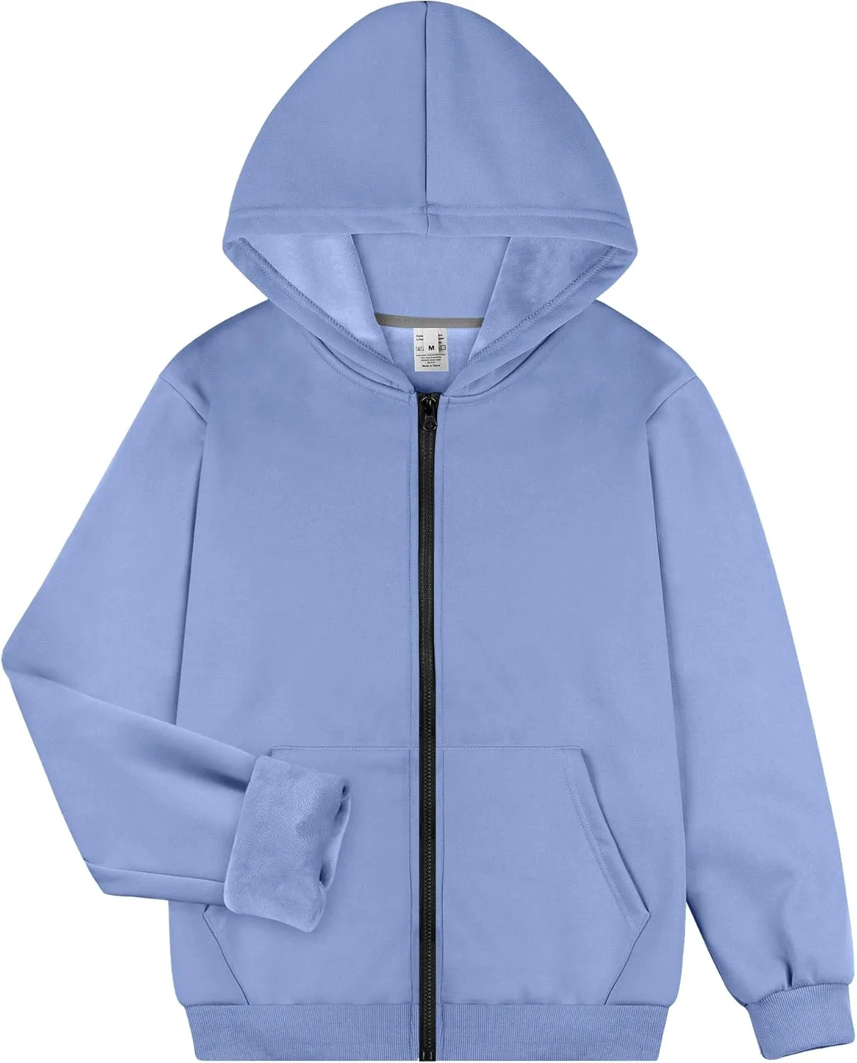 

Мужская худи на молнии с флисовой подкладкой — мягкая зимняя толстовка из хлопковой смеси, свободный крой с карманами-кенгуру Pepypepy