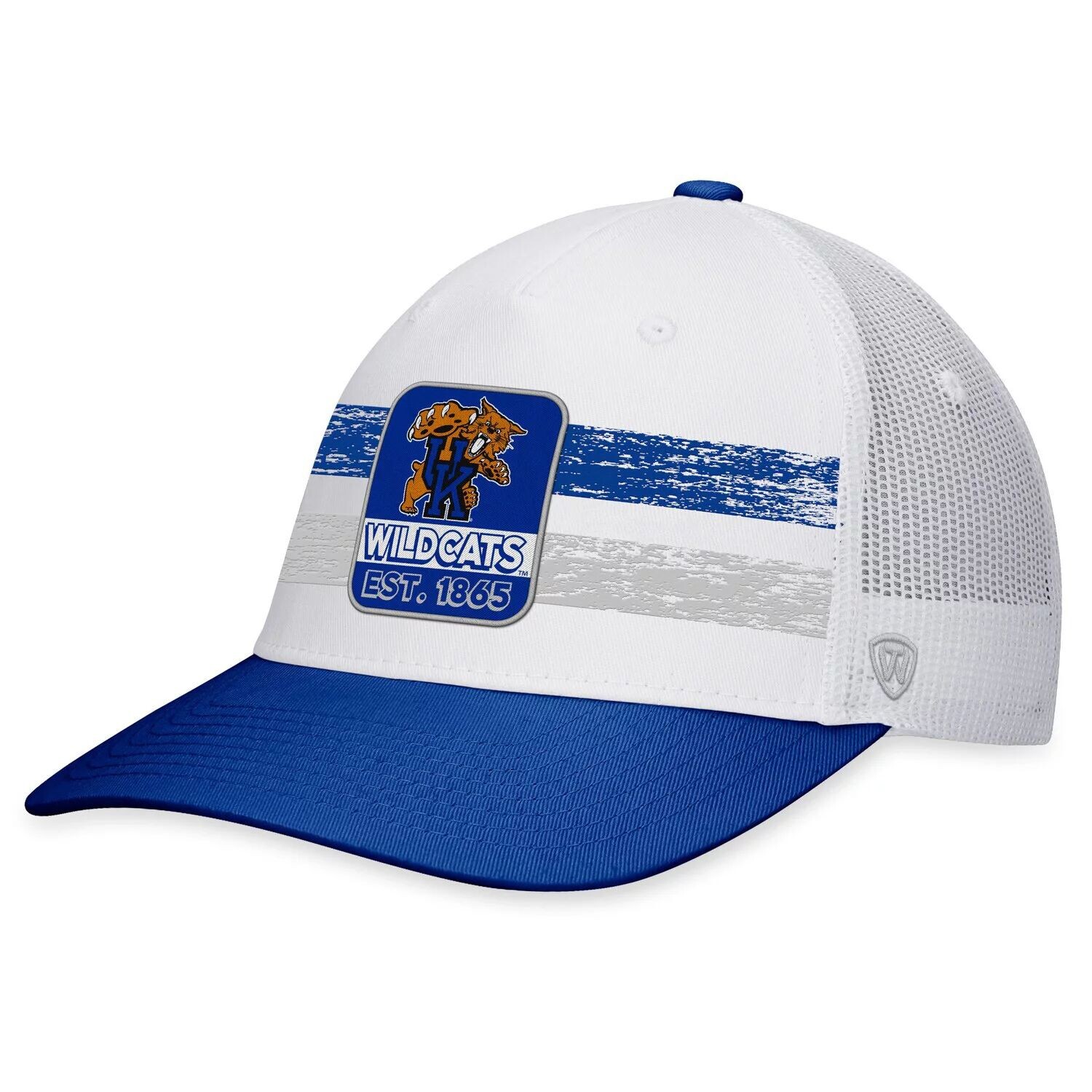 

Мужская кепка Top of the World белая/Royal Kentucky Wildcats в стиле ретро с выцветшим узором Snapback