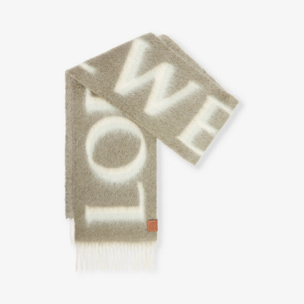 

Шарф из смеси шерсти и мохера с нашивкой-логотипом Anagram Loewe, белый