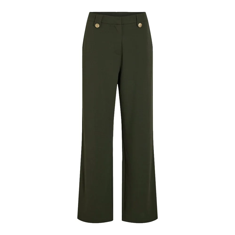 

Брюки с высокой талией Vila Clua Wide Leg Fit Button, зеленый