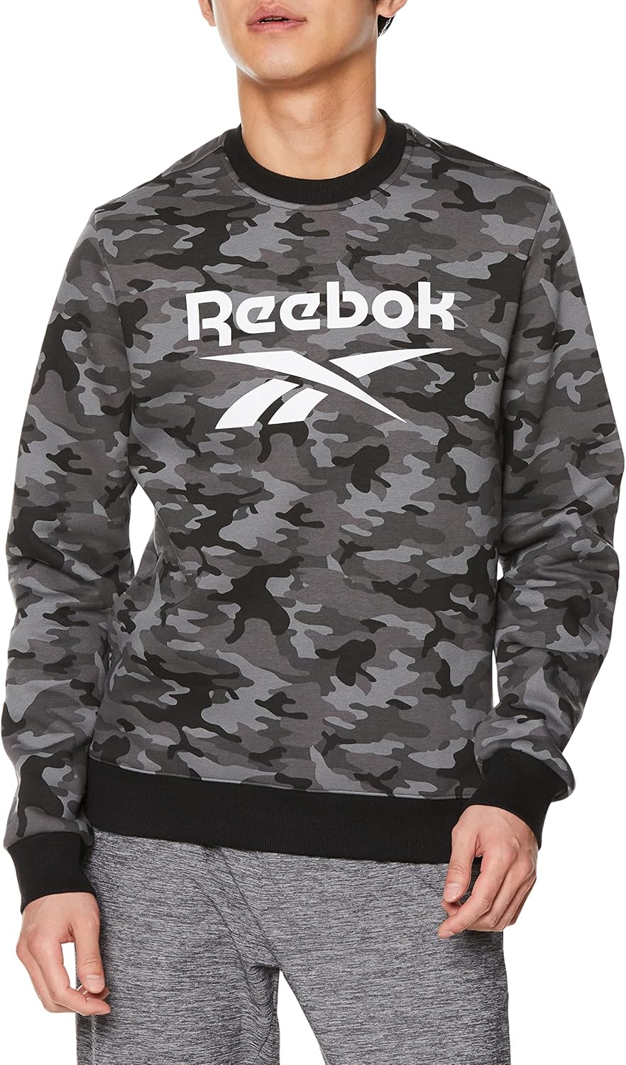 

Мужская толстовка Reebok Identity Camo Big Logo Crew Sweatshirt N3015, черный