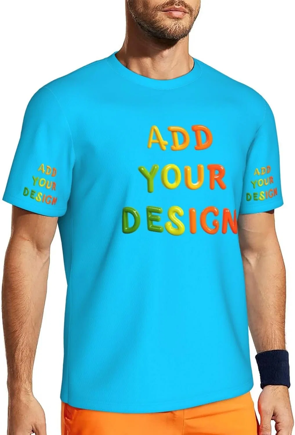 Футболка мужская с принтом, Custom T Shirts, Bright Sky Blue — фото 2