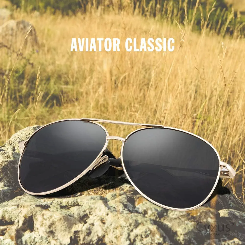 

Солнцезащитные очки Cyxus в стиле ретро «Авиатор» (2 шт.) для женщин и мужчин, поляризованные, с защитой UV400, винтажные, в стиле 70-х, с двойной перемычкой, Grey