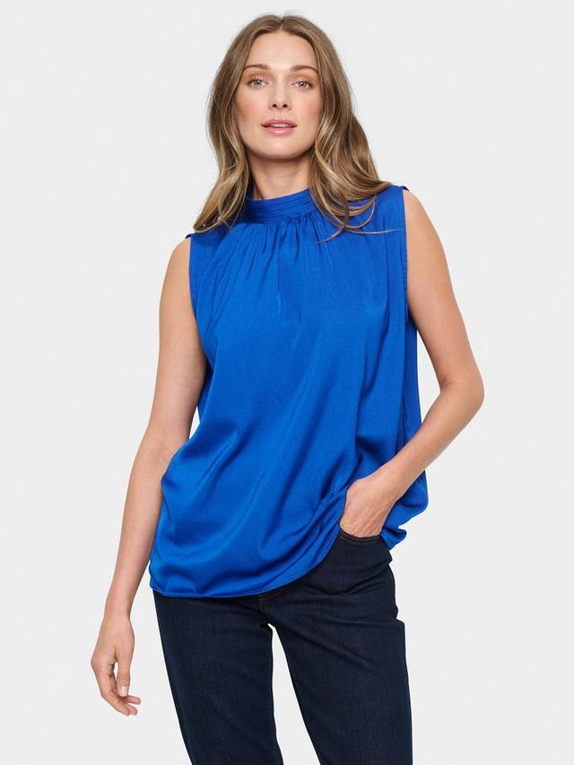 

Блузка Aileen с высоким воротником без рукавов Saint Tropez, Surf Blue