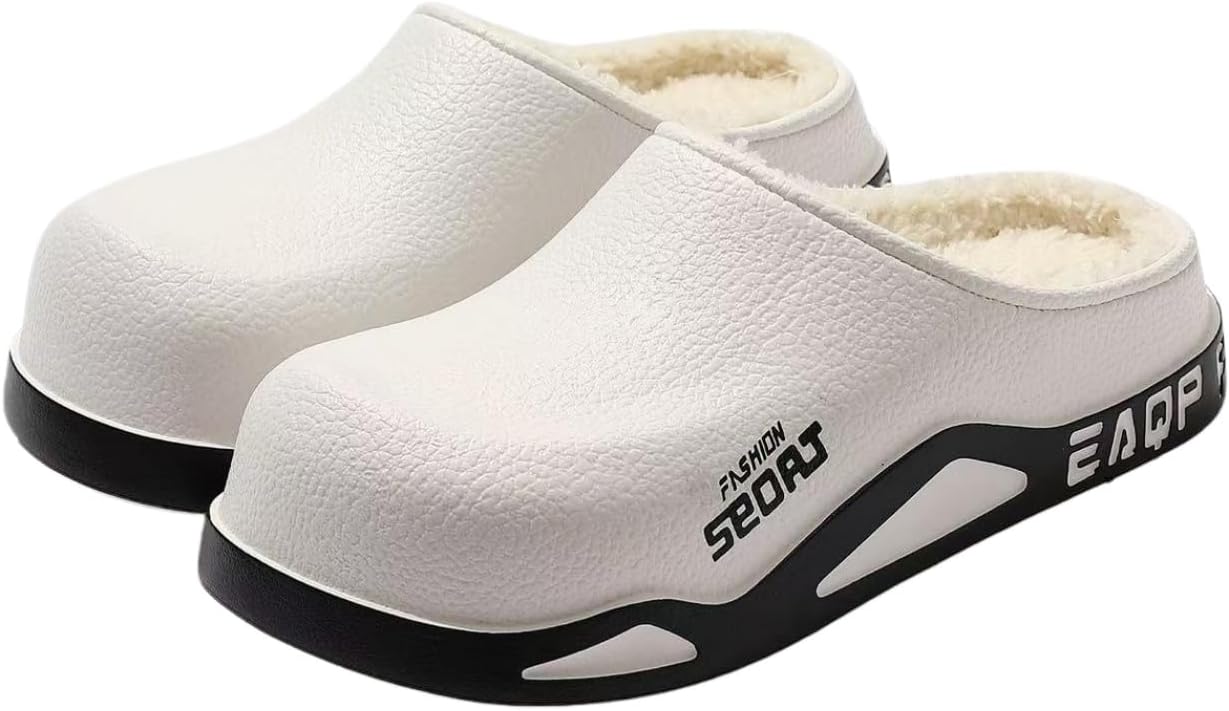 

Зимние теплые водонепроницаемые хлопковые тапочки для дома и улицы - противоскользящие, износостойкие, легкие и удобные - подходят для использования на улице и дома Fmshi, белый