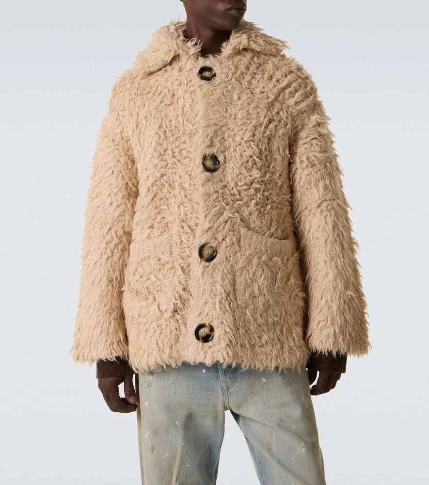 Кардиган из фактурной смеси альпаки Acne Studios, бежевый — фото 3