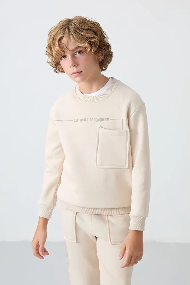 Детский спортивный комплект для мальчиков из флиса Tommy Life, Beige — фото 3