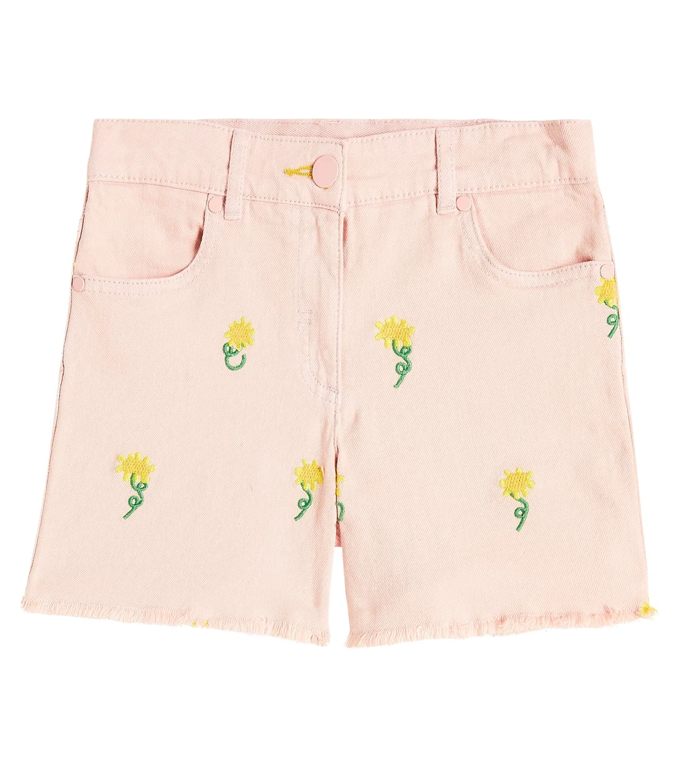 Шорты джинсовые с цветочной вышивкой Stella Mccartney Kids, розовый
