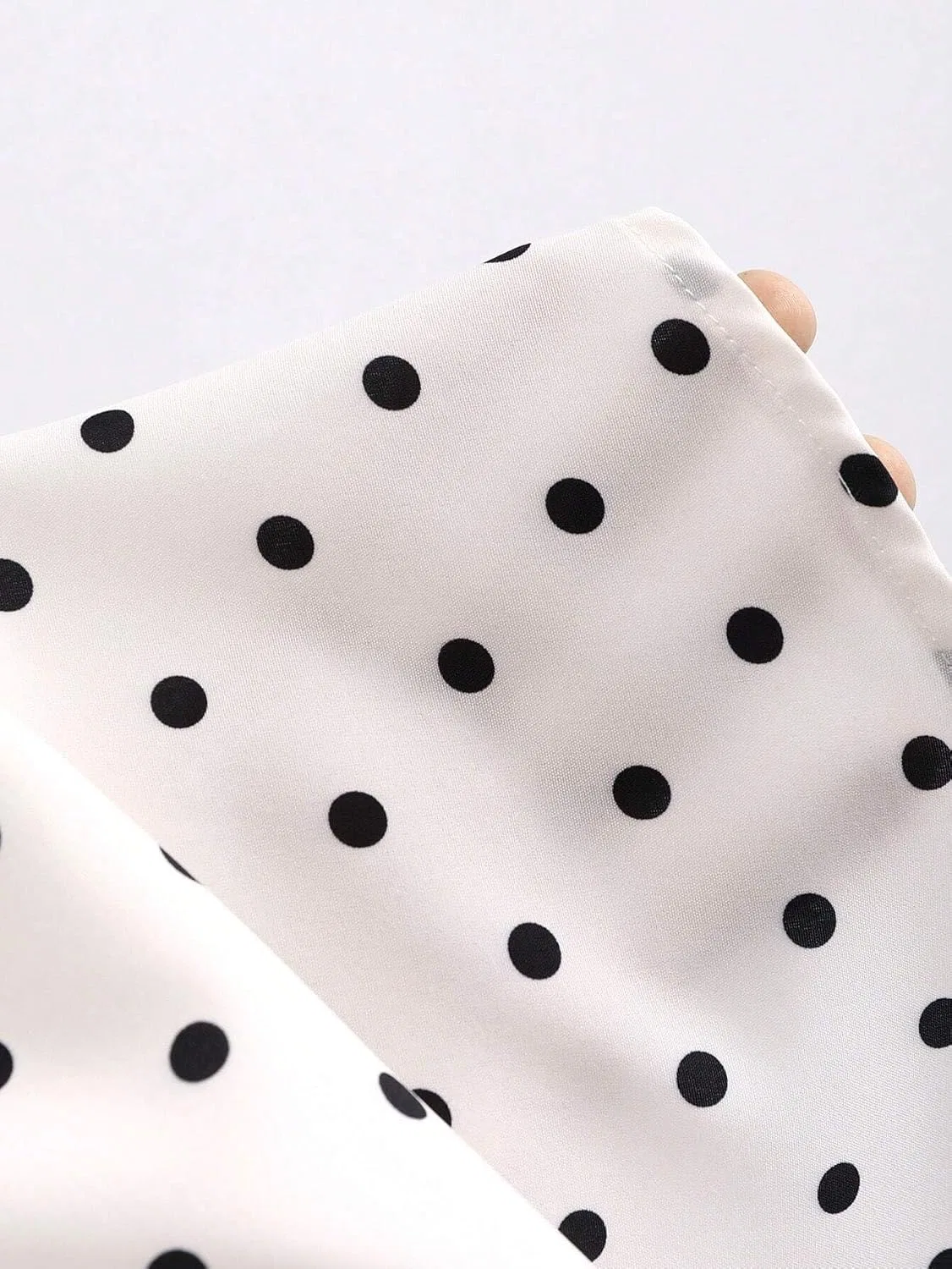 Женское повседневное платье мини A-силуэта с квадратным вырезом Polka Dot, Black and White — фото 2