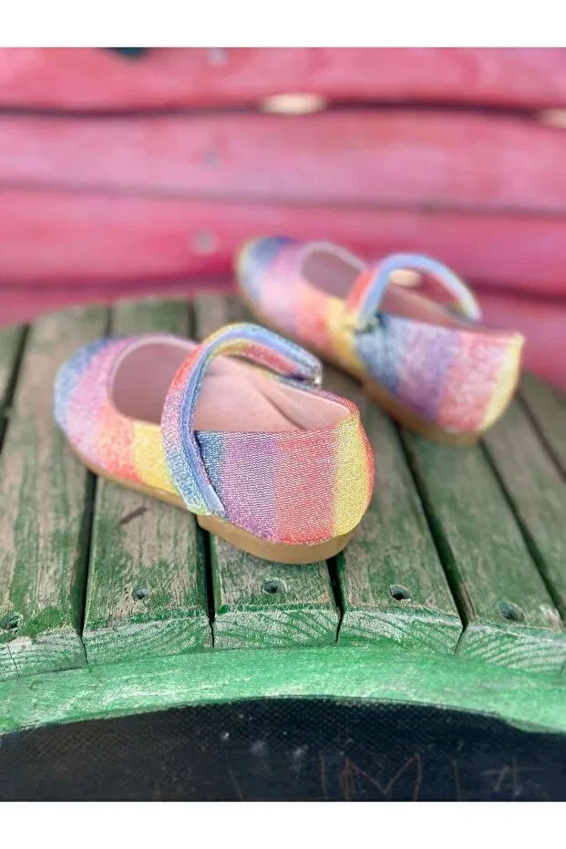 Детские балетки для девочек с принтом Surpie Shoes, Rainbow — фото 3