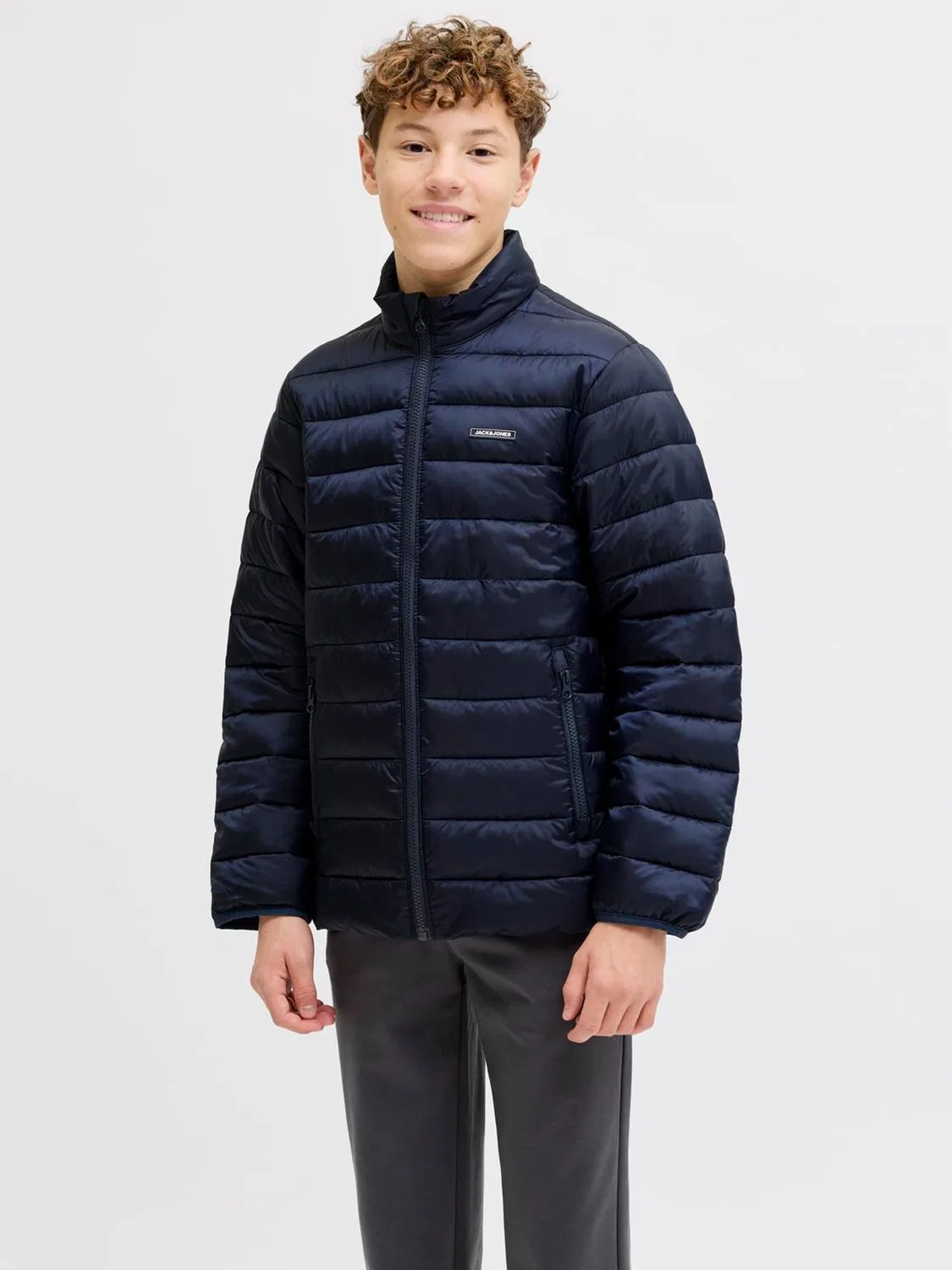 Пуховик укороченный Jack & Jones Junior Blue Light, синий — фото 2