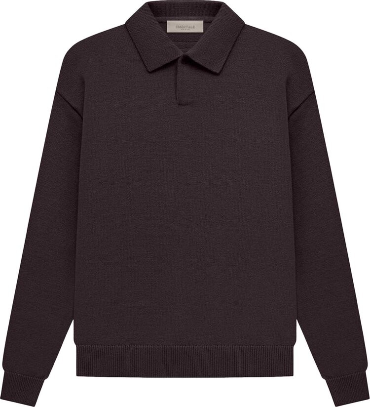 

Лонгслив Fear of God Essentials Knit Long-Sleeve Polo 'Plum', коричневый