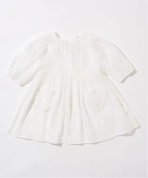 Детская туника для девочек с длинным рукавомиз органзы, модель 2way Lycee mine, Off White — фото 3