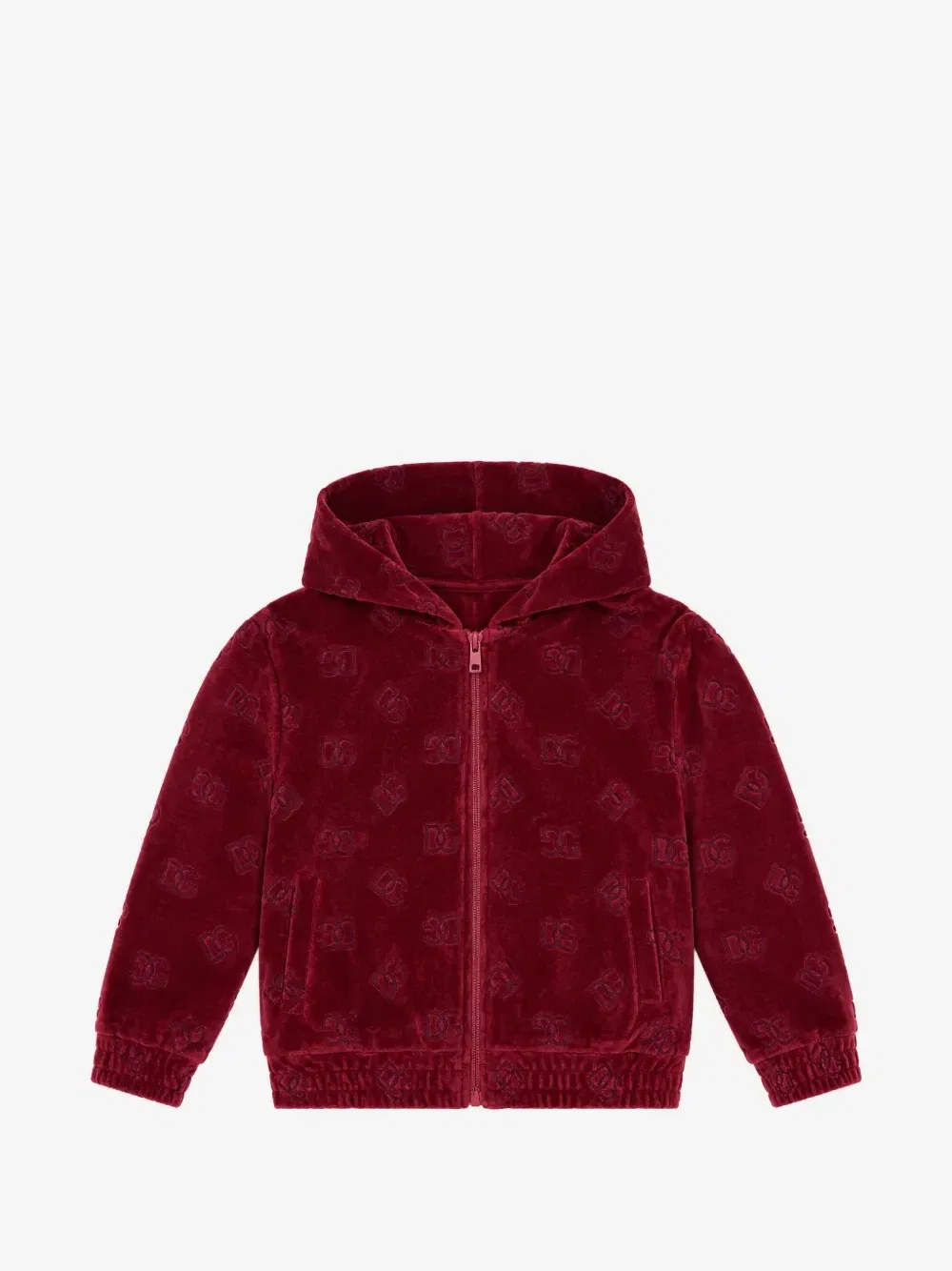 Бархатное худи с тисненым логотипом Dolce & Gabbana Kids, красный