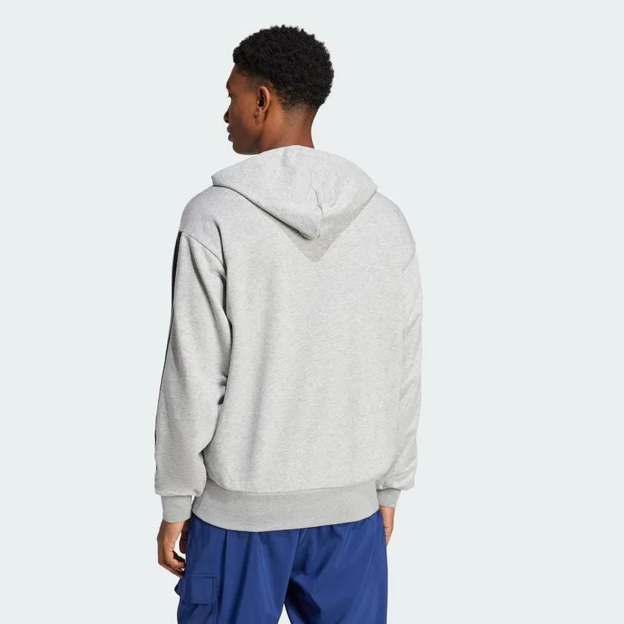 Худи из футера с длинным рукавом Sportswear JD1871 Essentials 3-Stripes French Terry Hoodie adidas, Серо-черный — фото 2