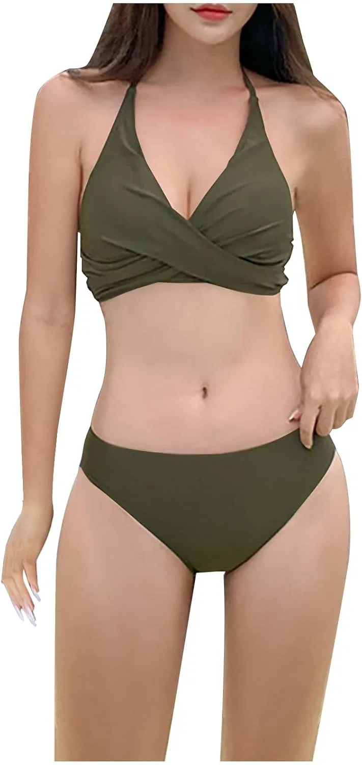 Женский бикини-сет с V-образным вырезом Generic, Army Green