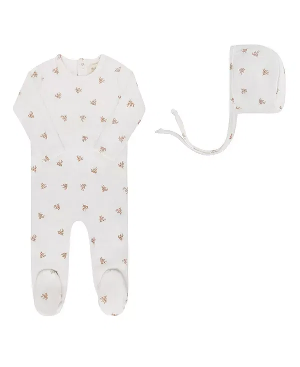 Детский комплект из велюра с принтом Leaf Pattern Collection Ely'S & Co., Ivory Boy