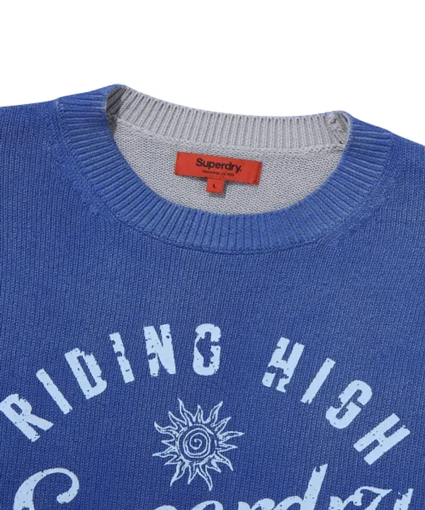 Свитер хлопковый стираемый, Superdry, темно-синий — фото 4
