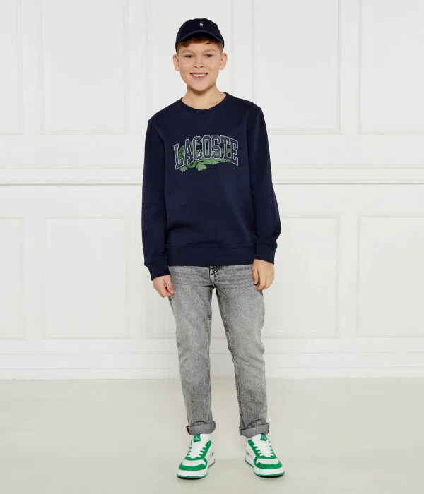 Детский пуловер для девочек из органического хлопка Felpa Lacoste, Blu Marino — фото 4
