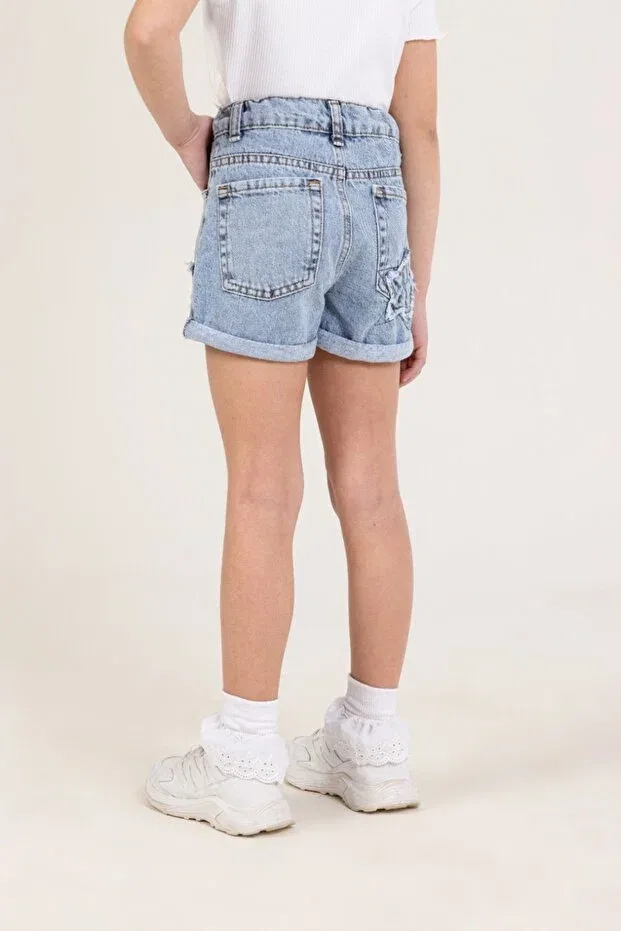 Детские шорты для девочек с вышивкой звездой Dmb Boys & Girls, Blue — фото 2