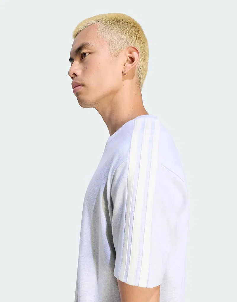 Футболка Kit 3-Stripes Regular Adidas Performance, Light Grey Heather Off White — фото 4