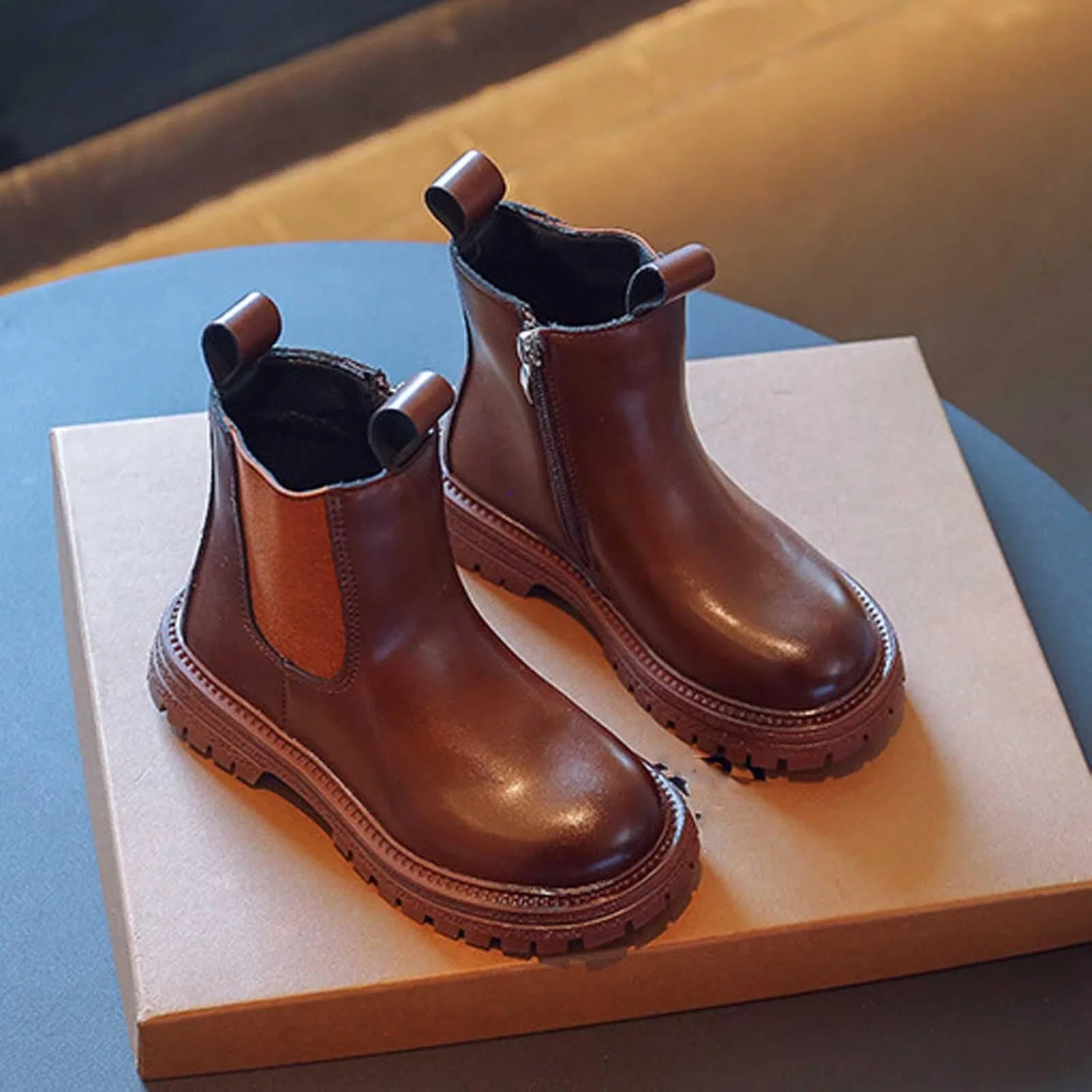 Детские ботинки для девочек с боковой молнией Western SHOPESSA, Brown — фото 4