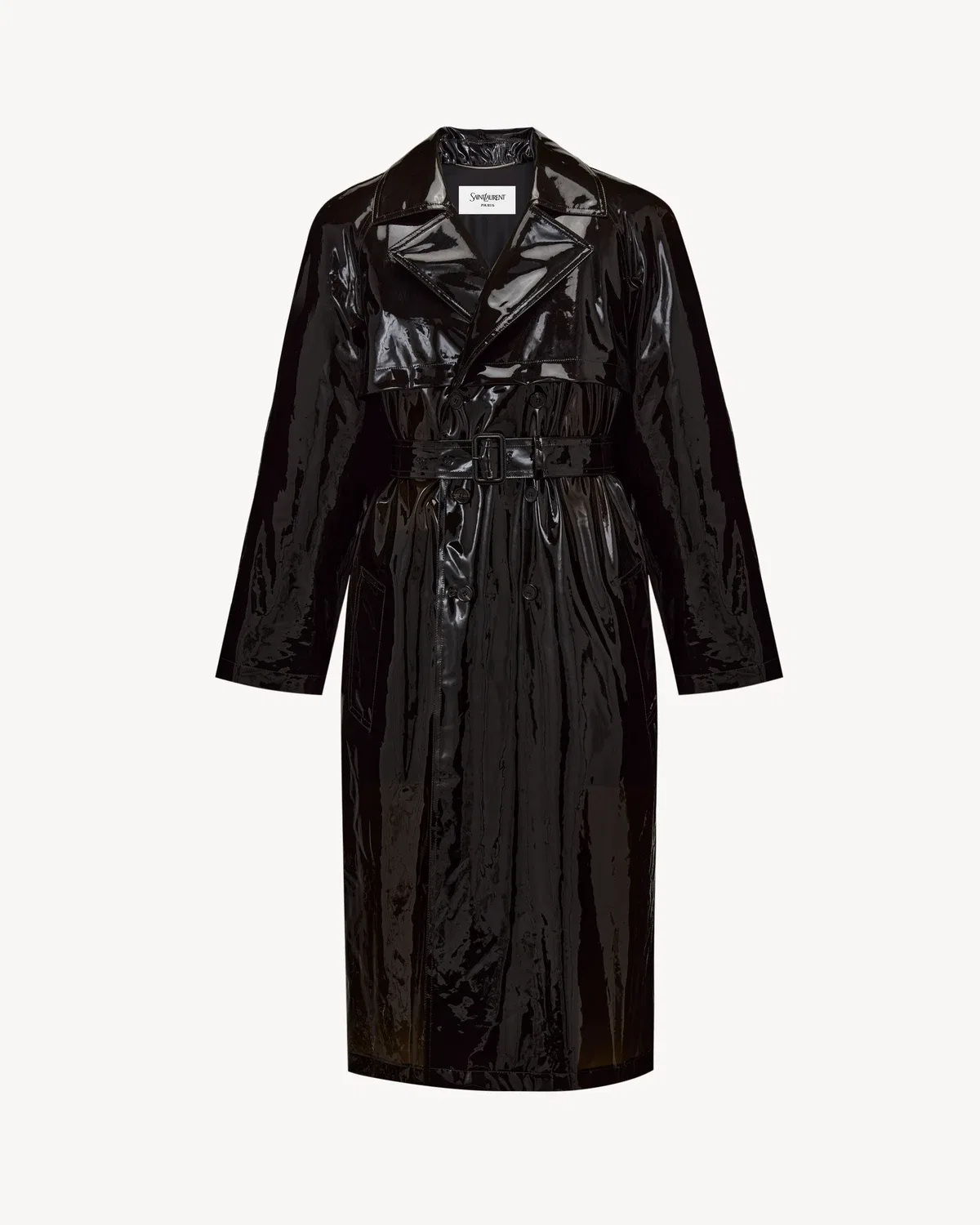 Пальто двубортное Saint Laurent, коричневый